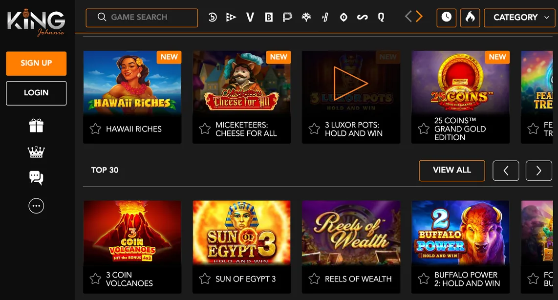 King Johnnie Pokies games