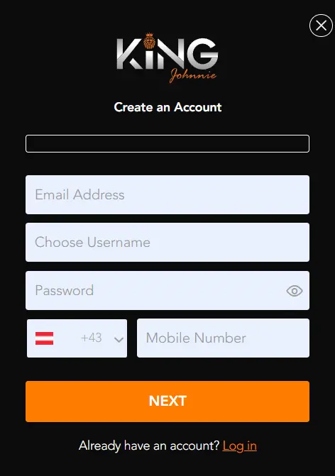 King Johnnie Casino signup